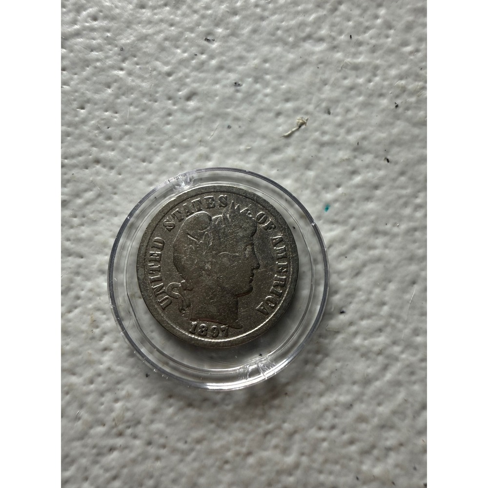 1897 US Barber Dime 90% Silver Liberty Head Ten Cent Coin Philadelphia Mint